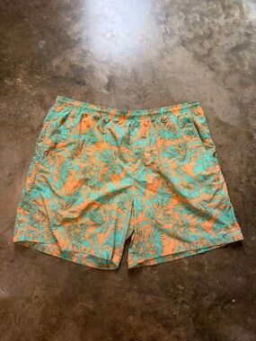 Columbia Men’s Orange & Teal Tropical Swim Trunks